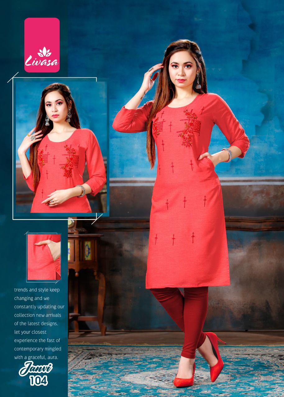 Livasa Janvi Printed Rayon Regular Wear Latest Kurti Collection